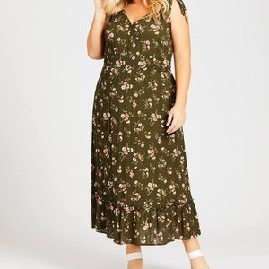 Avenue Plus Size Green Maxi Dress